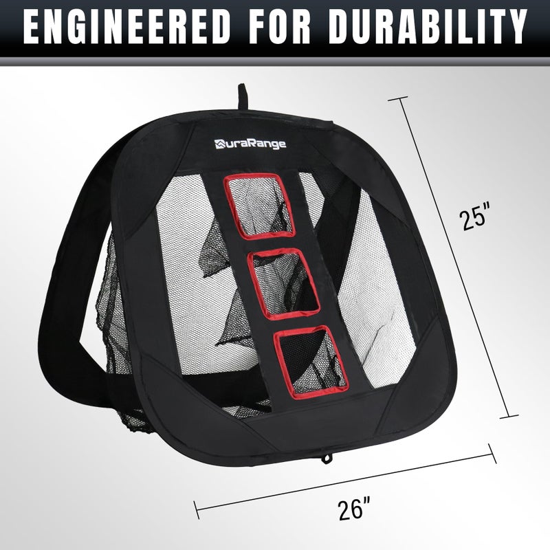 DuraRange Pop-Up Golf Chipping Net Chip يساعد على التدريب على الدقة والمسافة في الهواء الطلق والداخلي، أفضل هدية للاعب الجولف والأب والأطفال - أسود - Image 3